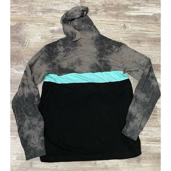 The Buckle Pano Color Block Hoodie Shirt Front Pouch Black Grey Mens Size Large - Picture 2 of 5